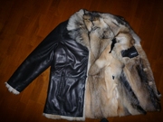 новая зима кожаная куртка мех волка мужская р-р 52